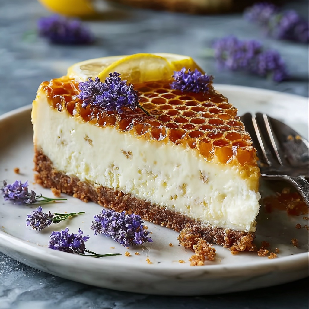 Lemon Lavender Cheesecake with Honeycomb Recipe - Recipe Image