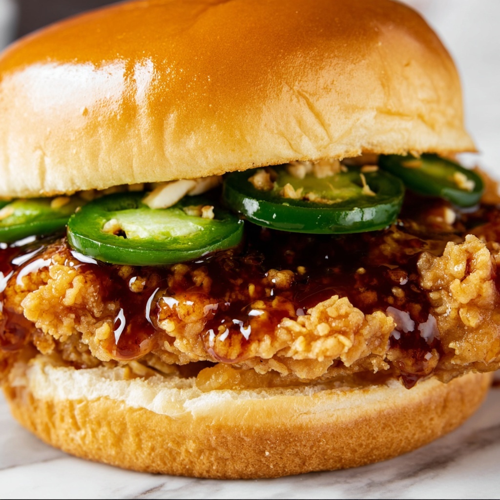Crispy Fried Chicken Sandwich with Hot Honey and Jalapeños Recipe - Recipe Image