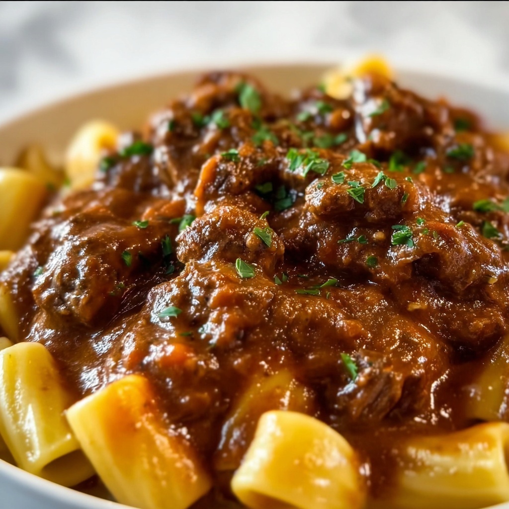 Creamy Garlic Beef Pasta Recipe - Recipe Image