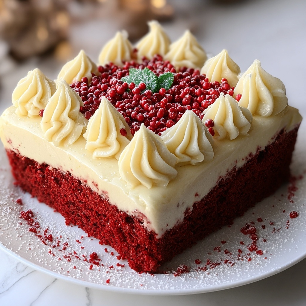 Christmas Red Velvet Poke Cake Recipe - Recipe Image