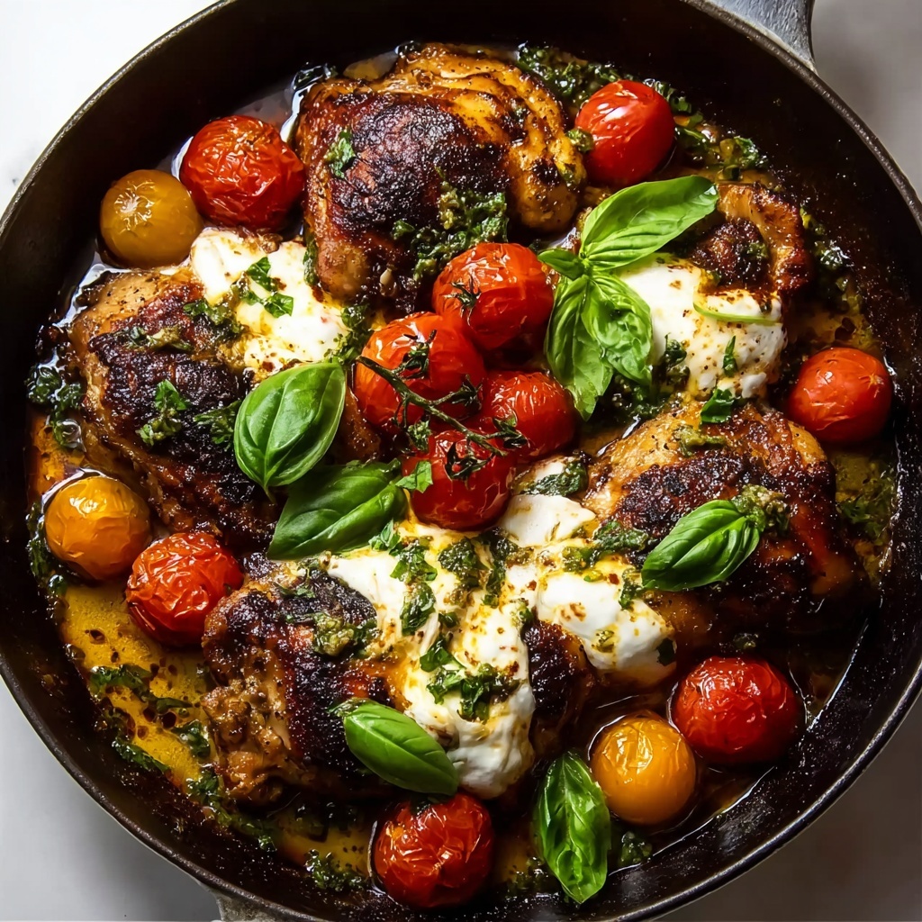 One Pan Balsamic Chicken with Tomato and Mozzarella Recipe - Recipe Image