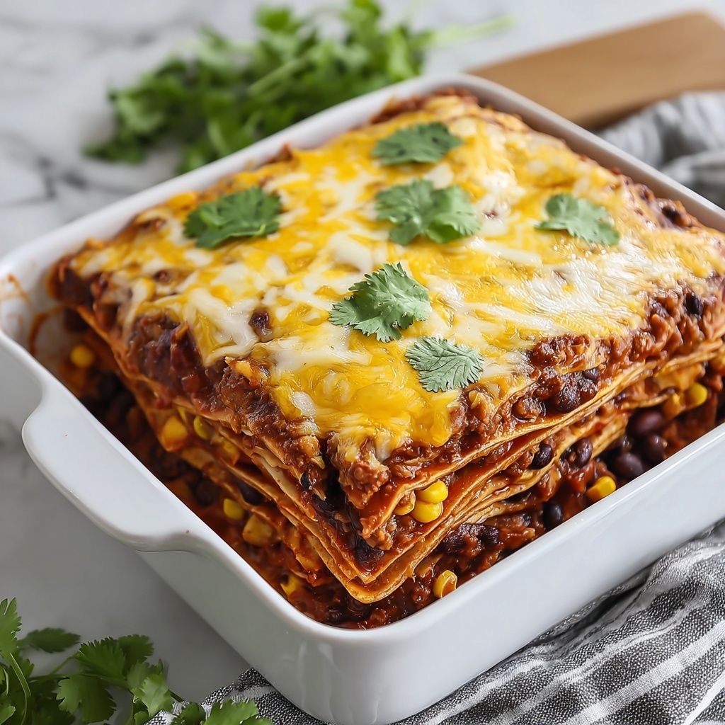 Beef Enchilada Casserole with Corn Tortillas Recipe - Recipe Image