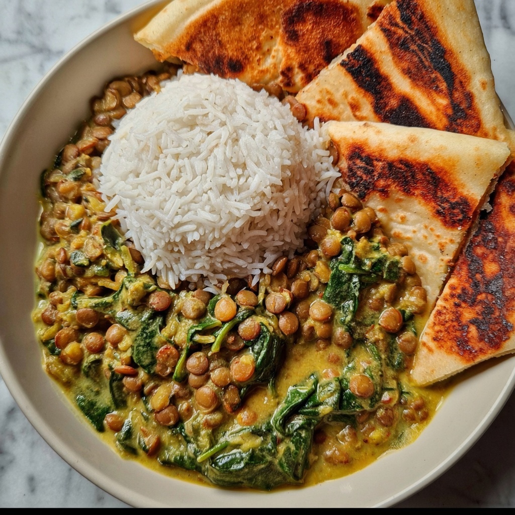 Creamy Coconut Curry Lentils with Spinach Recipe - Recipe Image