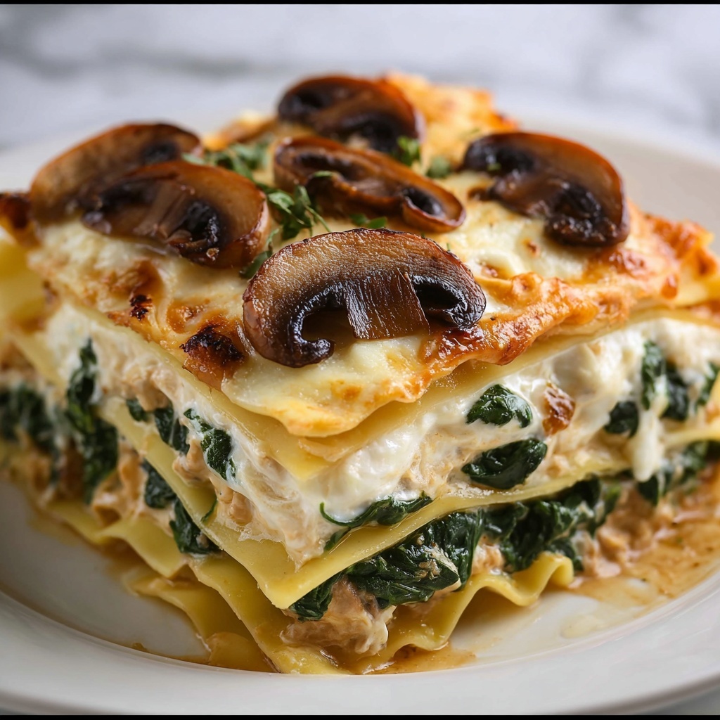 Chicken, Mushroom, and Spinach Lasagna Recipe - Recipe Image