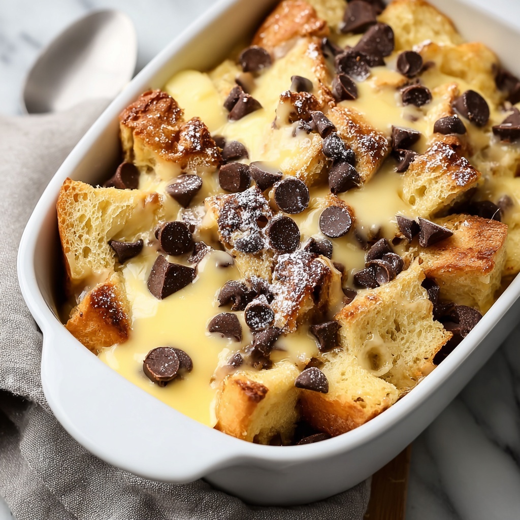 Chocolate Chip Bread Pudding with Cream Sauce Recipe - Recipe Image