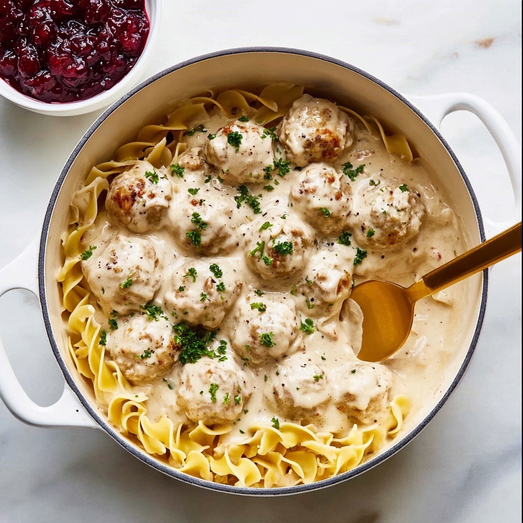 Swedish Meatballs with Rich Creamy Sauce and Lingonberry Jam Recipe - Recipe Image