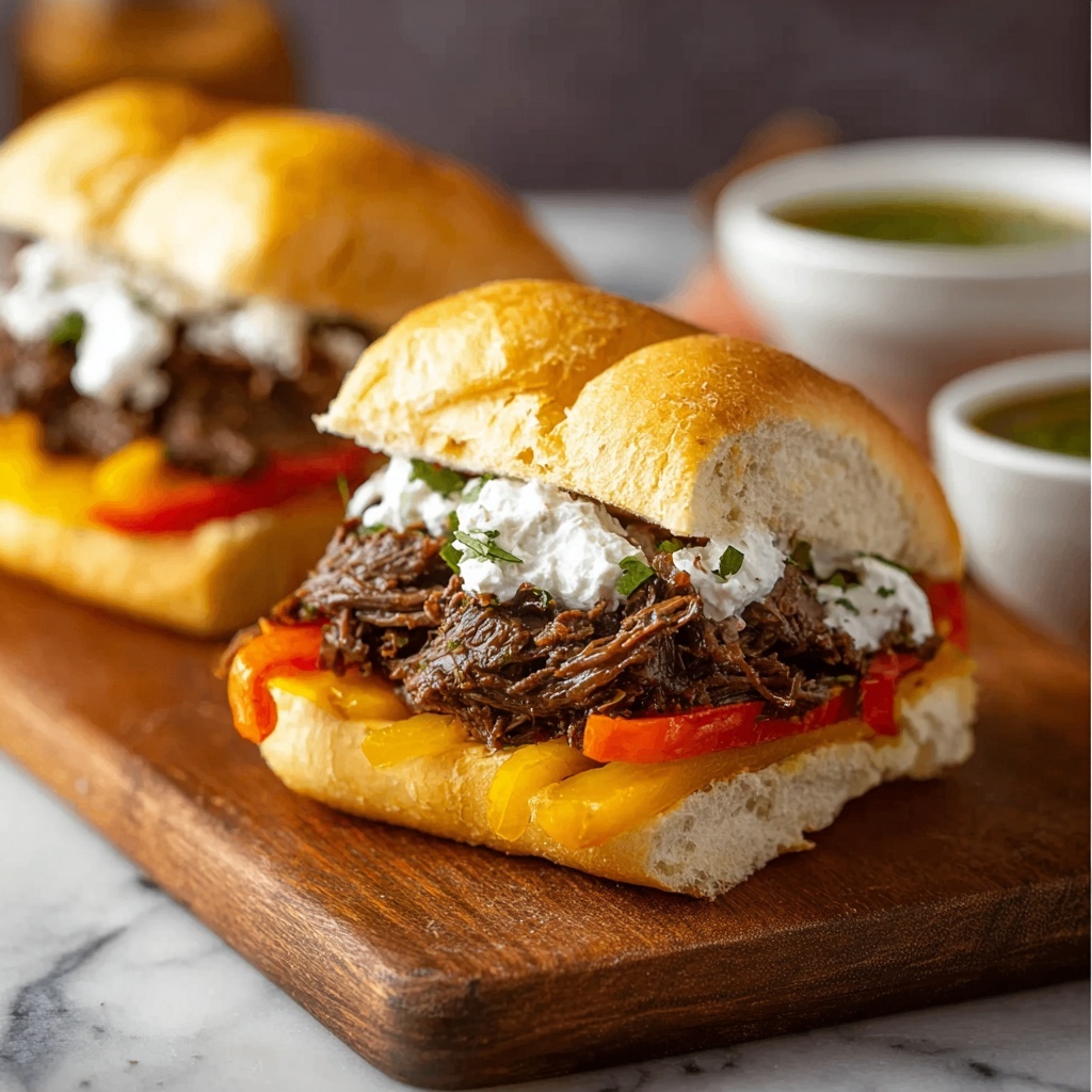 Italian Beef Sandwich with Roasted Garlic Aioli Recipe - Recipe Image