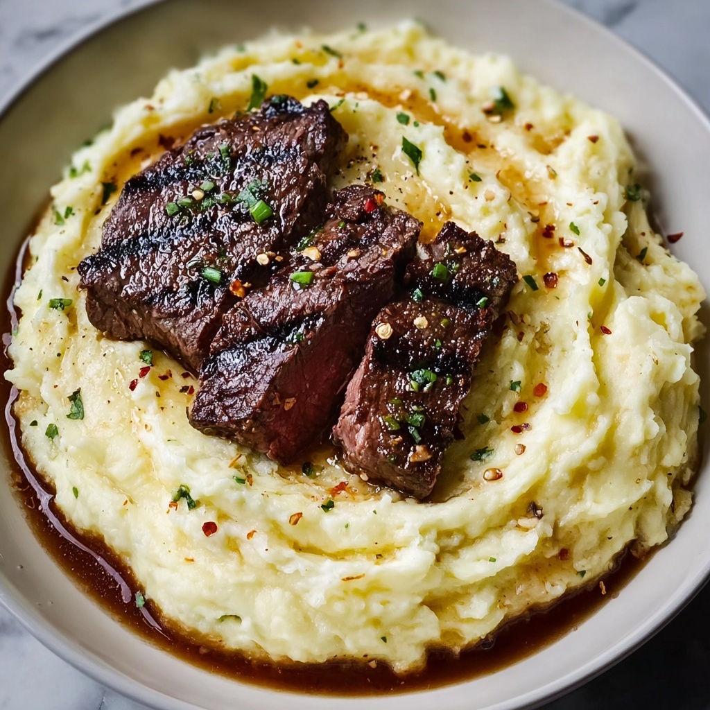 Garlic Butter Steak with Creamy Mash Recipe - Recipe Image