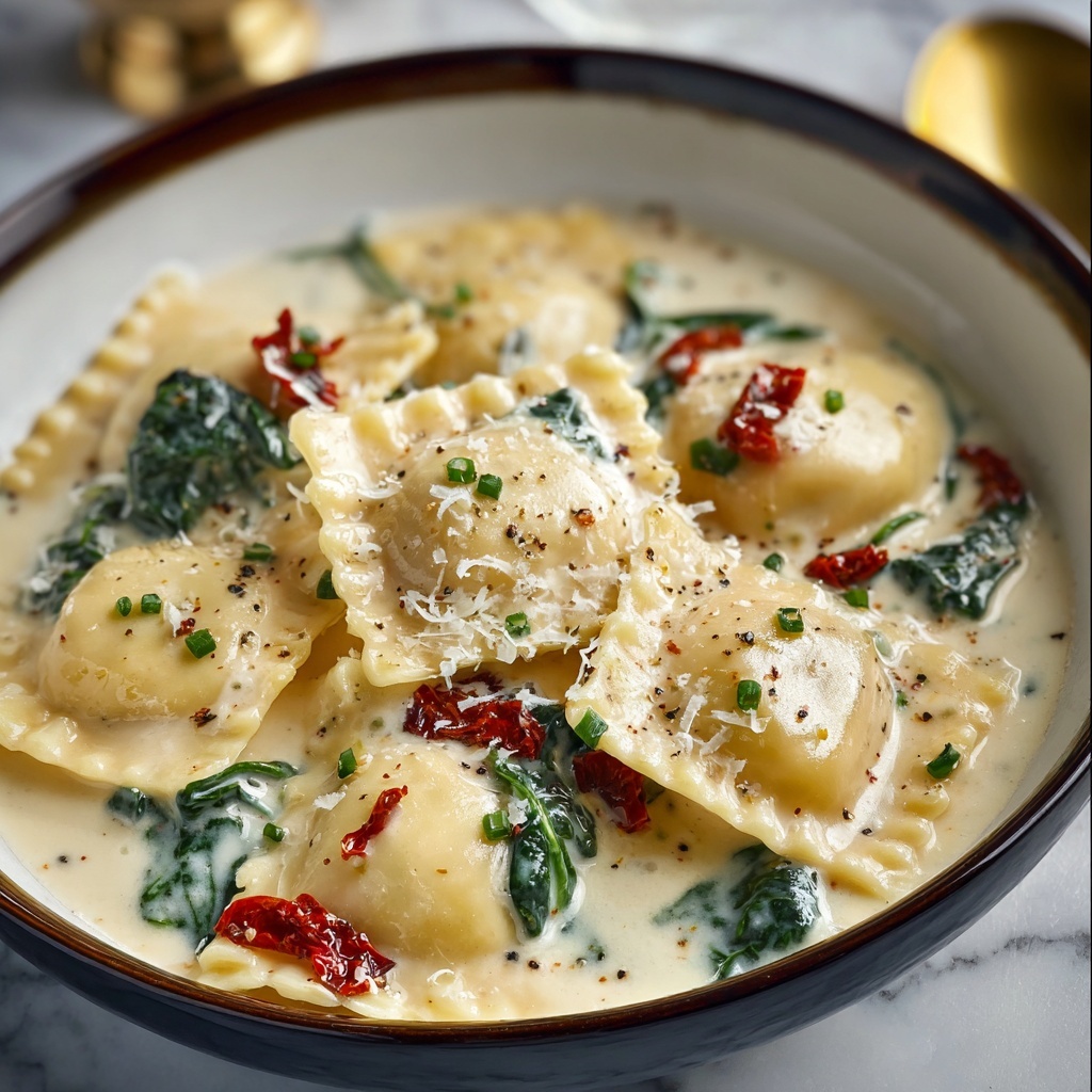 Creamy Tuscan Ravioli Recipe - Recipe Image