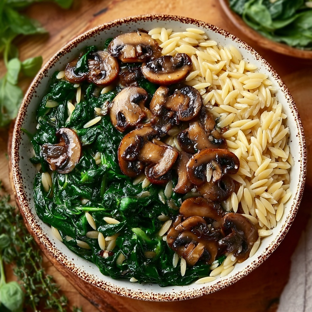 Creamy Spinach Mushroom Orzo Recipe - Recipe Image