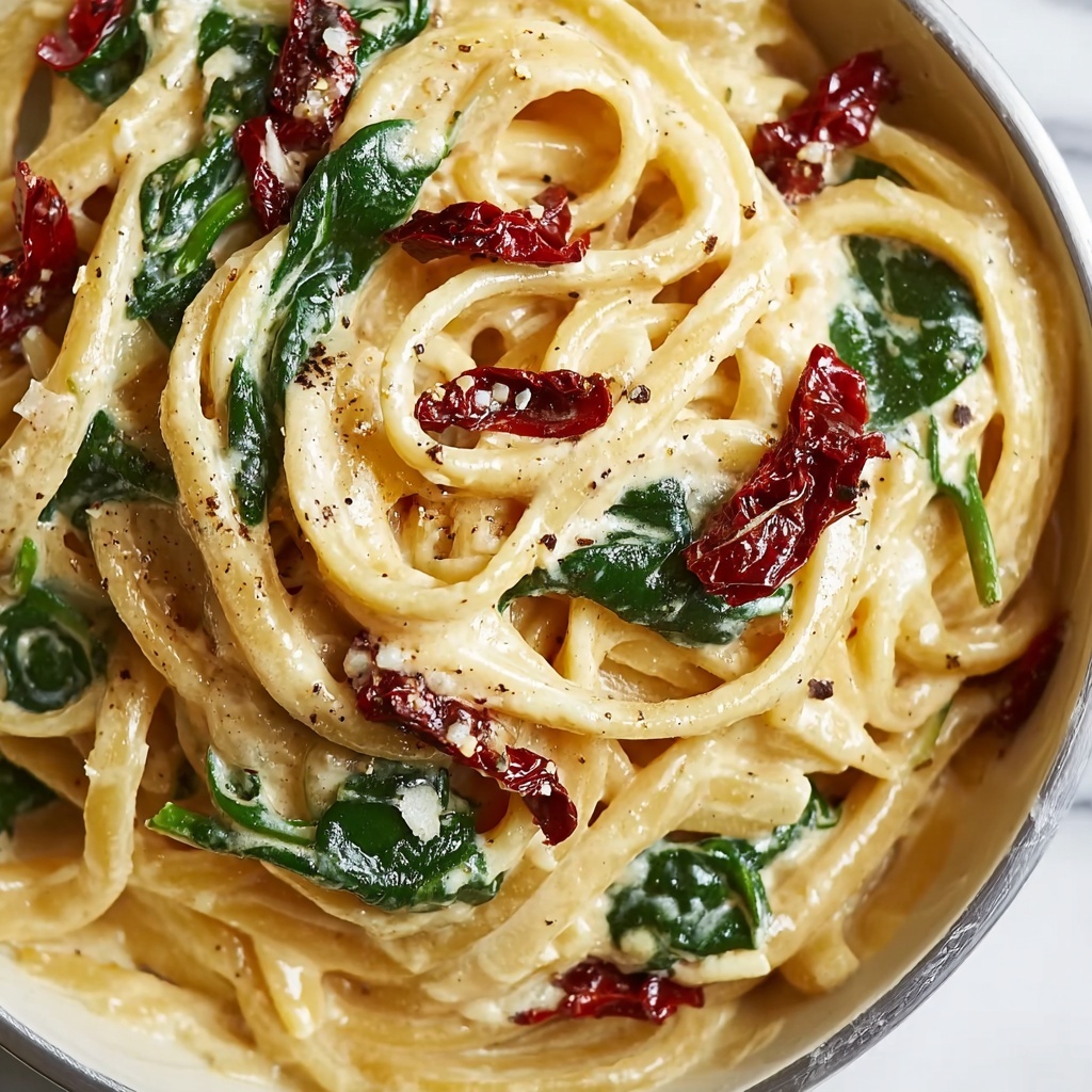 Linguine with Spinach and Sun-Dried Tomato Cream Sauce Recipe - Recipe Image
