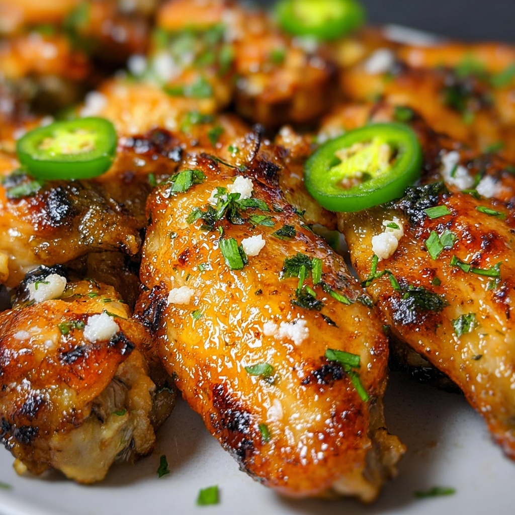 Grilled Chicken Wings with Peperoncini Garlic Butter Recipe - Recipe Image
