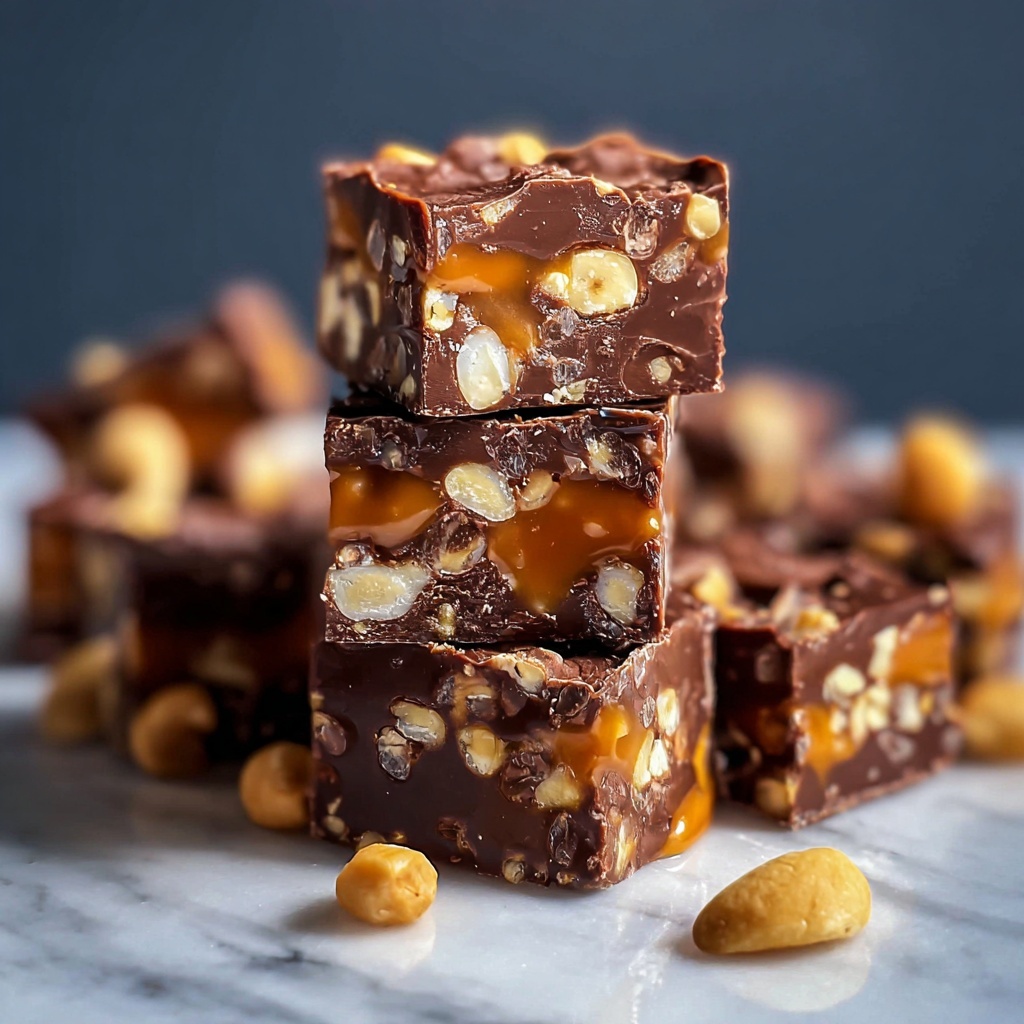 No Bake Crispy Snickers Bars Recipe - Recipe Image