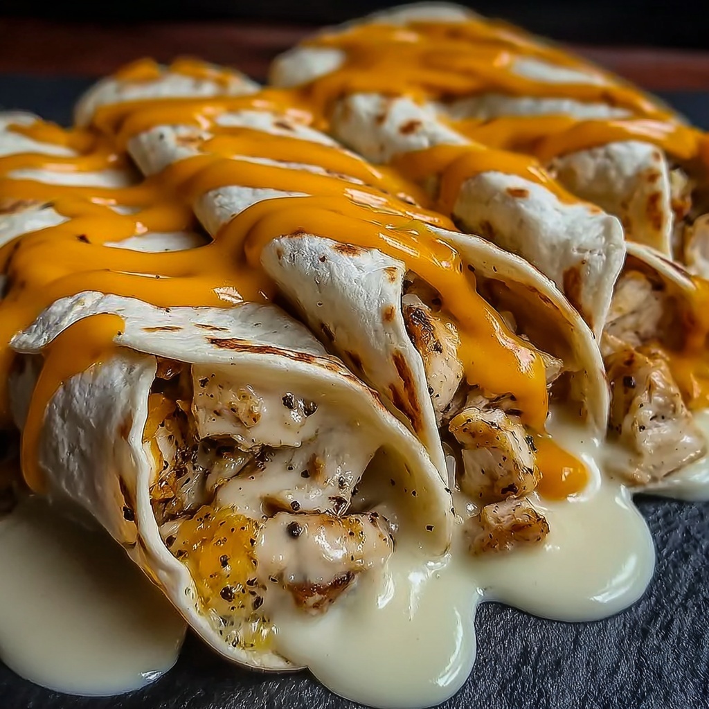 Cheesy Garlic Chicken Wraps Recipe - Recipe Image