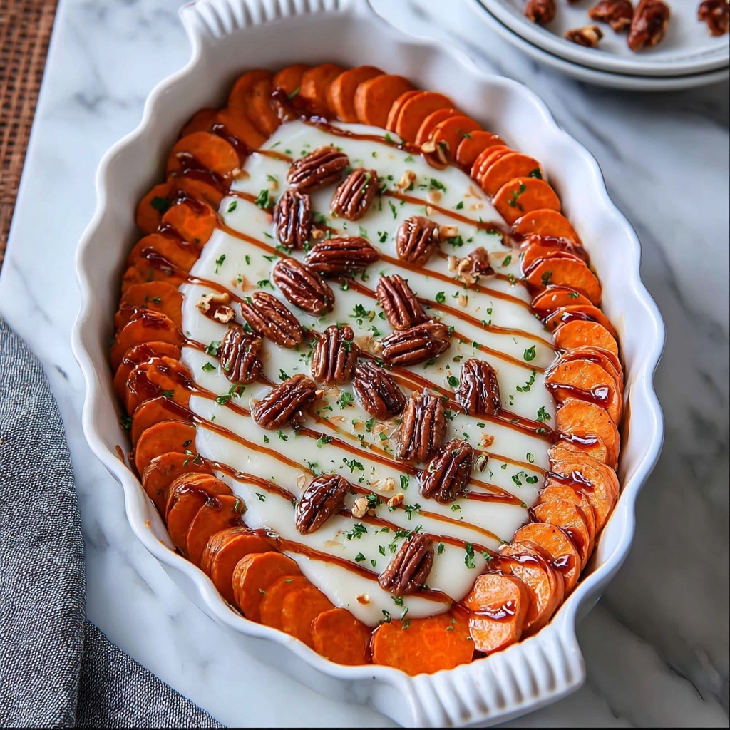 Scalloped Sweet Potatoes with Cheddar, Parmesan, and Thyme Recipe - Recipe Image