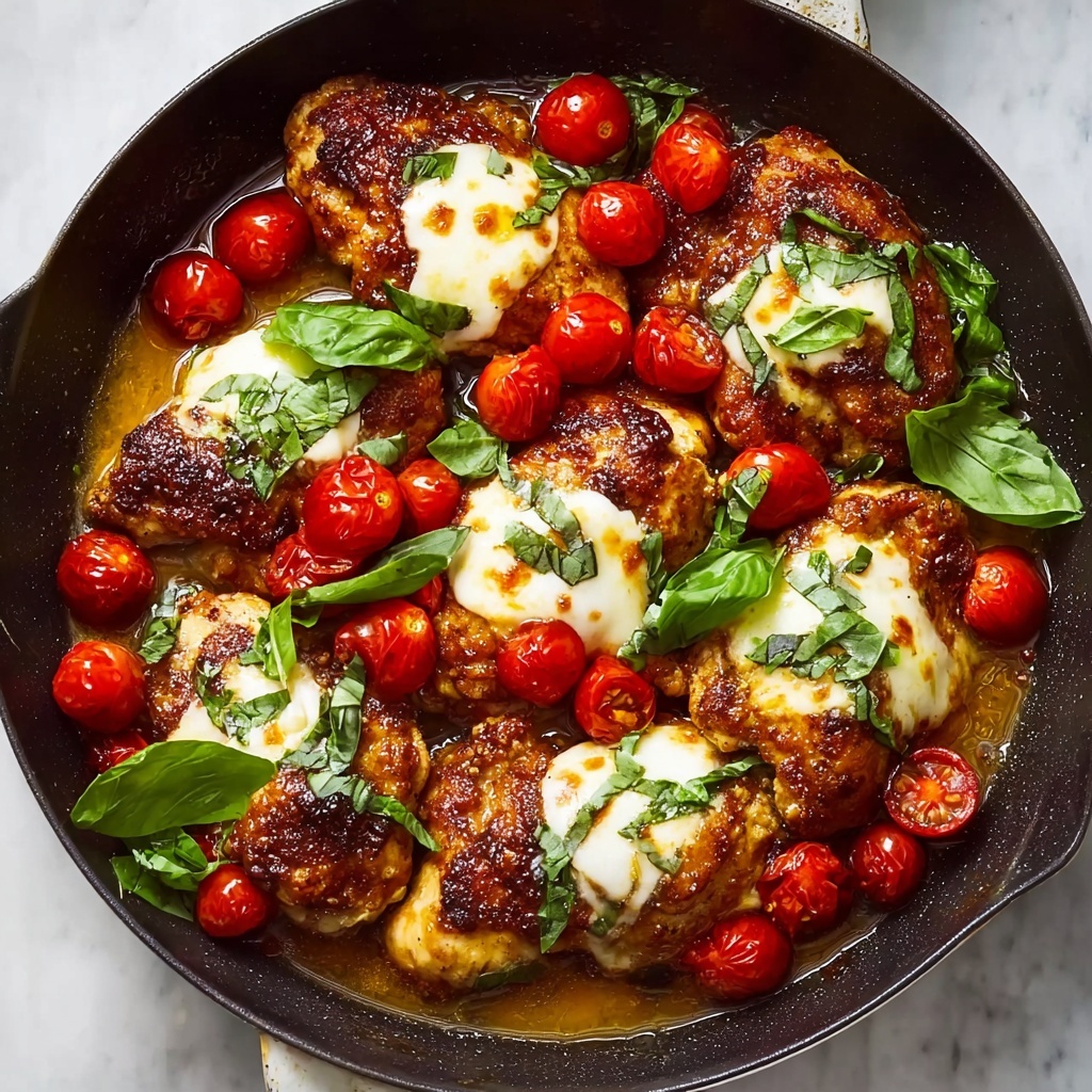 One Pan Balsamic Chicken with Tomato and Mozzarella Recipe - Recipe Image