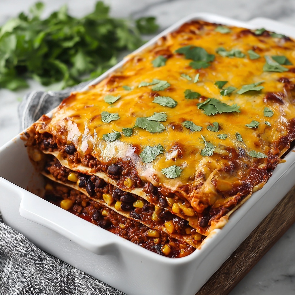 Beef Enchilada Casserole with Corn Tortillas Recipe - Recipe Image