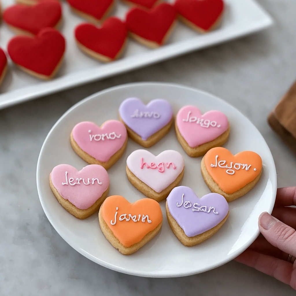 Mini Valentine’s Day Message Heart Sugar Cookies Recipe - Recipe Image