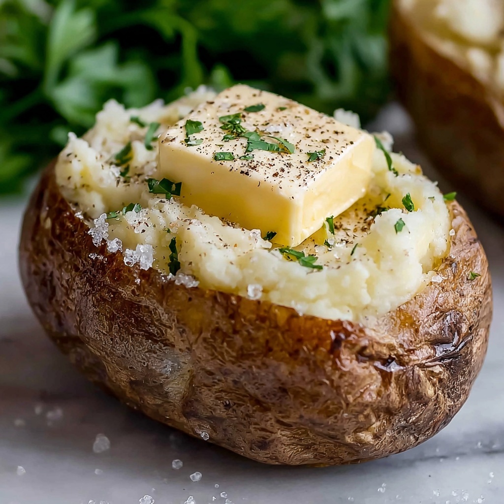 Crispy Baked Potato with Cheese, Bacon, and Scallions Recipe - Recipe Image