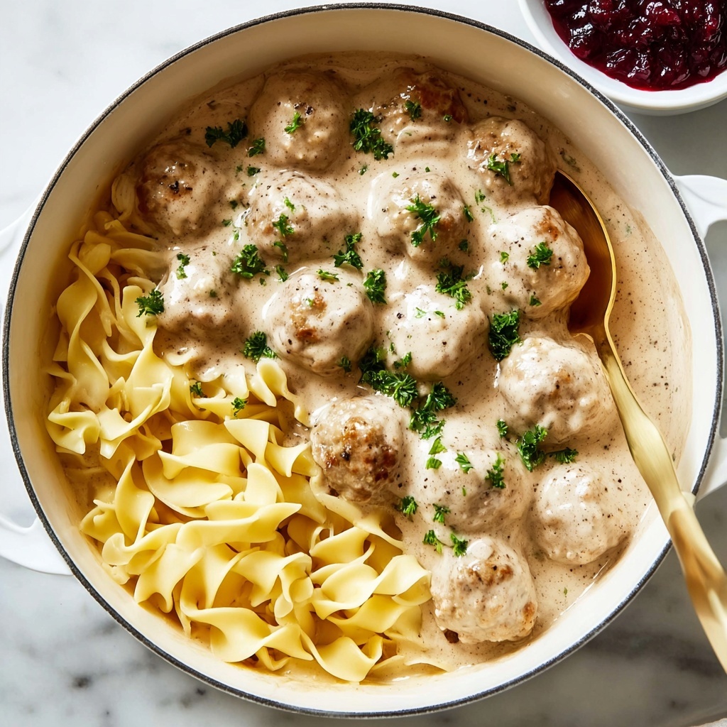Swedish Meatballs with Rich Creamy Sauce and Lingonberry Jam Recipe - Recipe Image