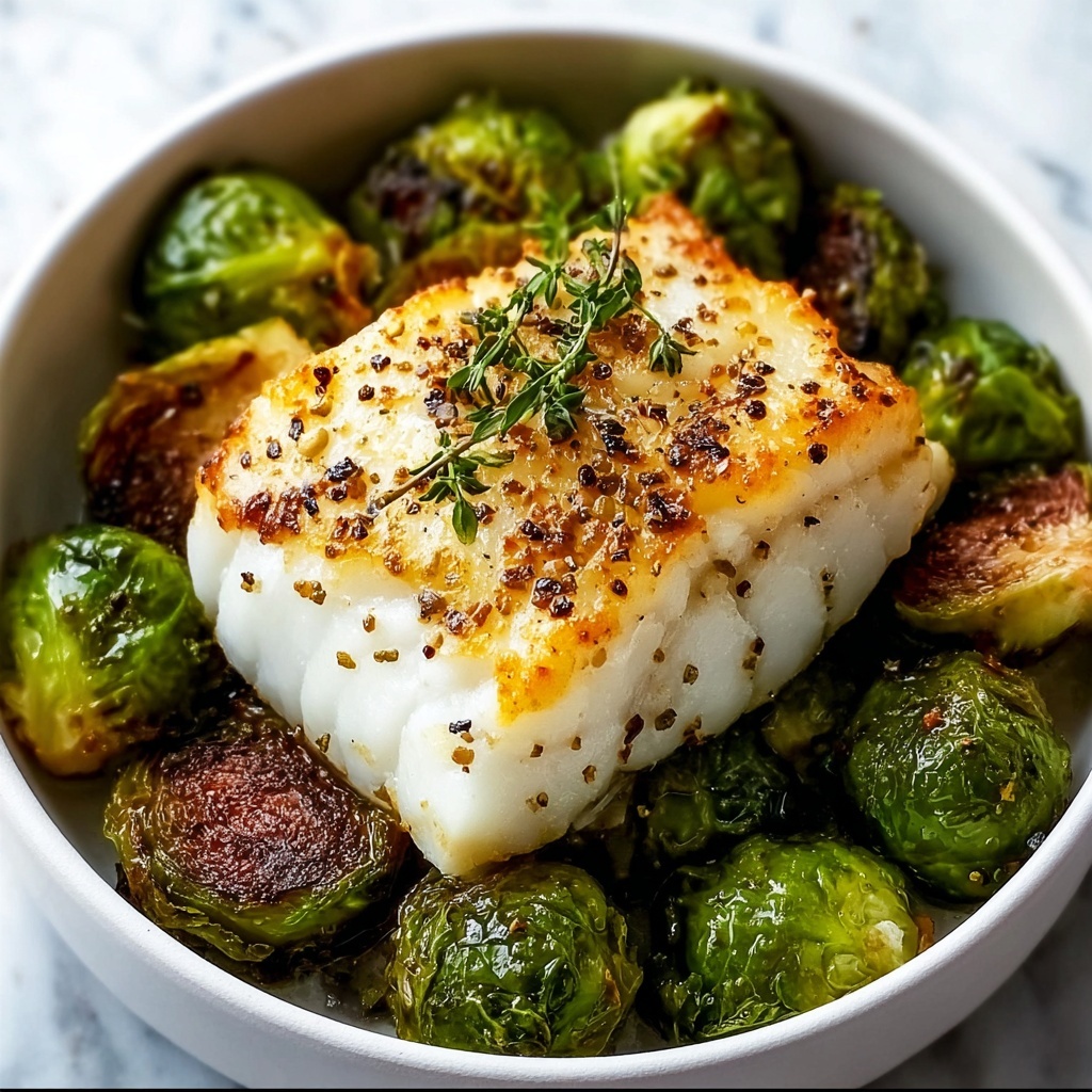 Lemon Garlic Butter Cod Bowls with Roasted Brussels Sprouts Recipe - Recipe Image