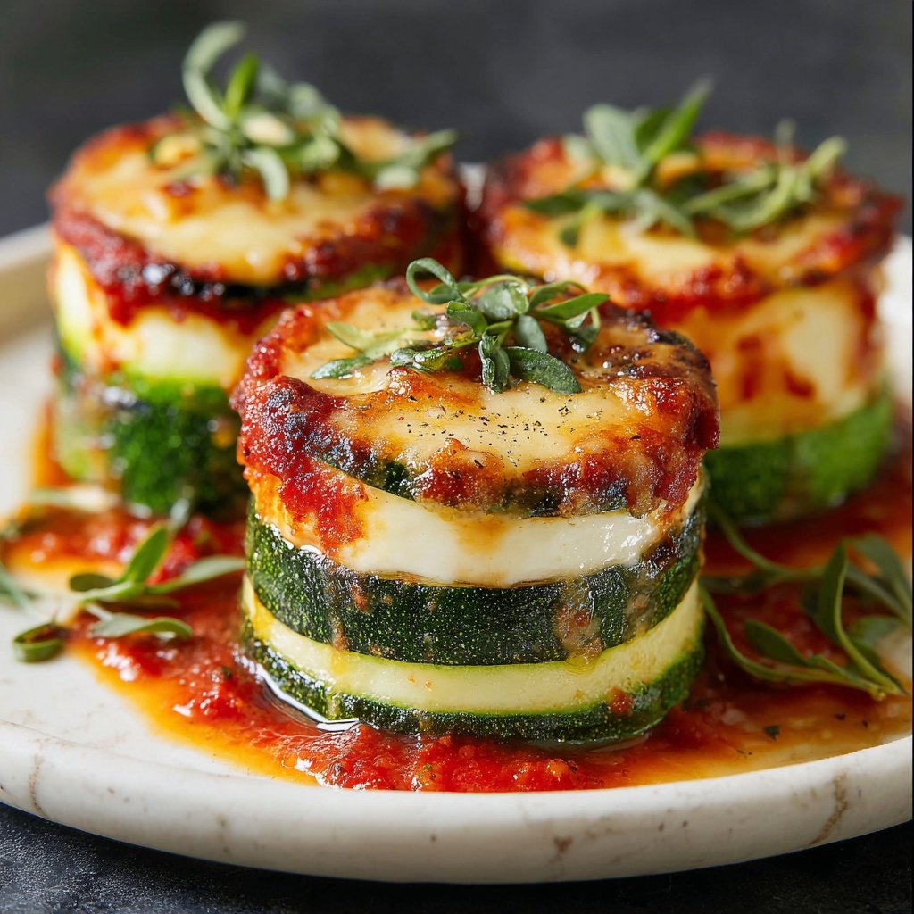 Layered Zucchini Ricotta Melts with Marinara Recipe - Recipe Image