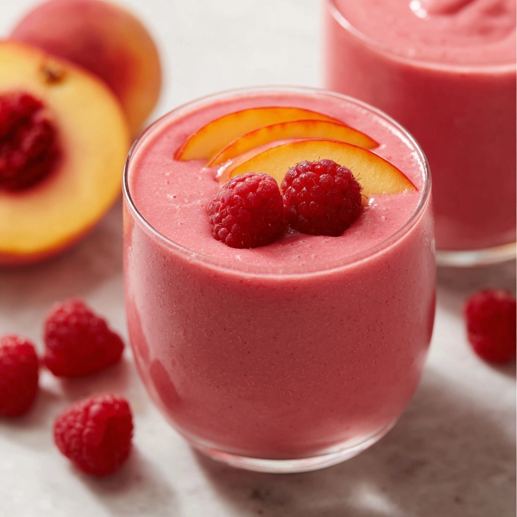Raspberry Peach Smoothie Recipe - Recipe Image