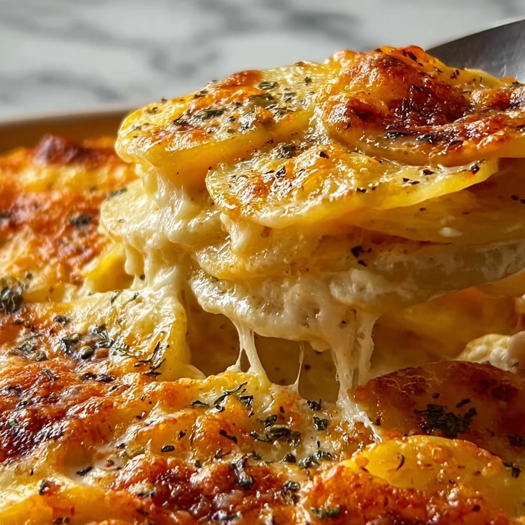 Cheesy Garlic Scalloped Potatoes Recipe - Recipe Image