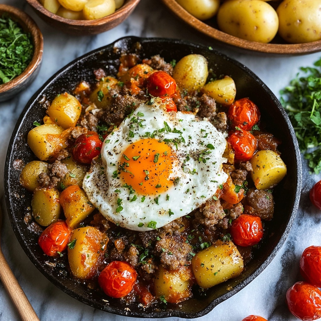 Roasted Potato & Sausage Hash with Spicy Tomato Butter Recipe - Recipe Image