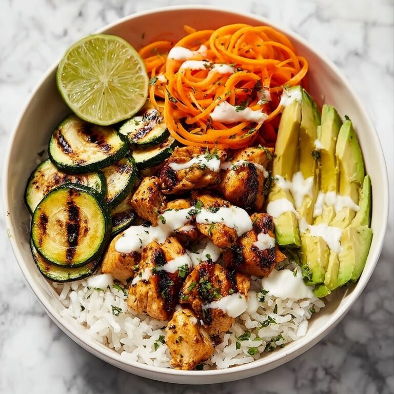 Hot Honey Chicken Bowl with Roasted Vegetables and Avocado Recipe