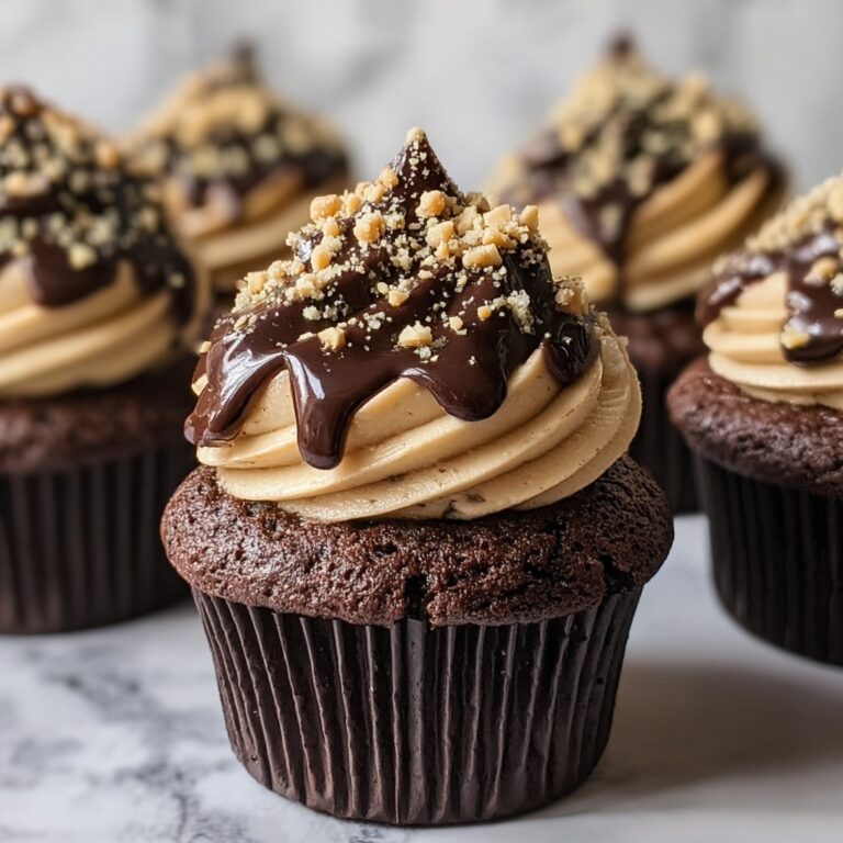 Gooey Chocolate Peanut Butter Cupcakes Recipe