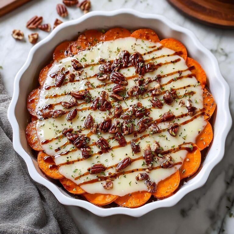Scalloped Sweet Potatoes with Cheddar, Parmesan, and Thyme Recipe