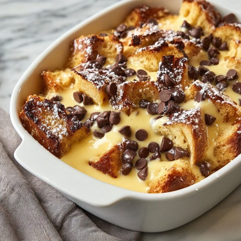 Chocolate Chip Bread Pudding with Cream Sauce Recipe