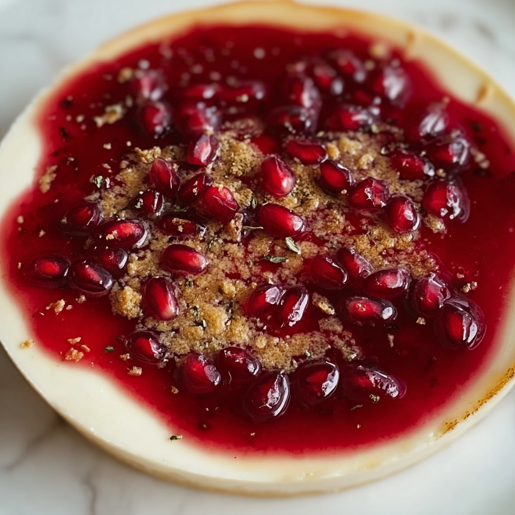 Greek Yogurt Cheesecake with Pomegranate Syrup Recipe - Recipe Image