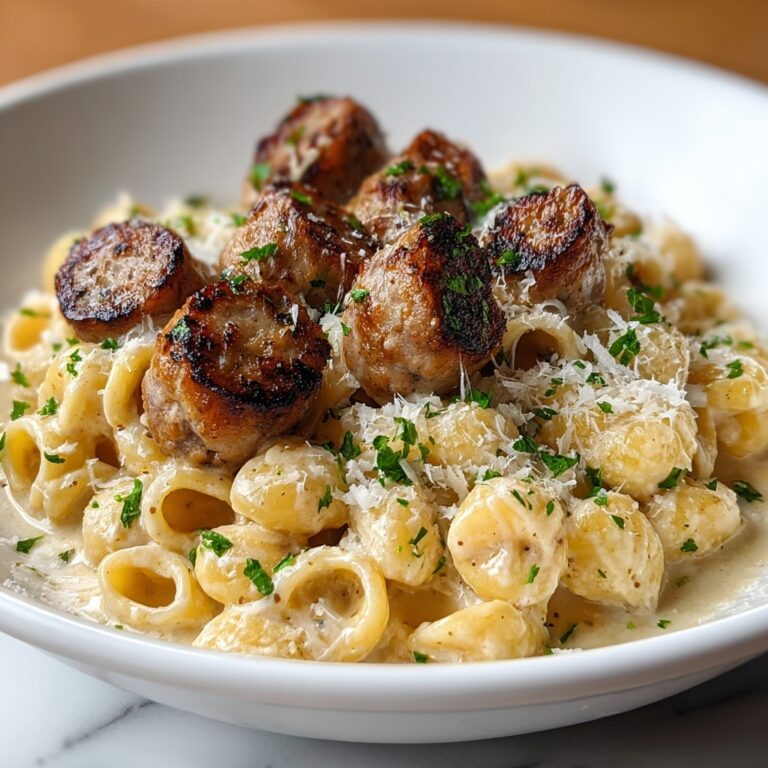 Garlic Butter Sausage with Creamy Parmesan Pasta Recipe