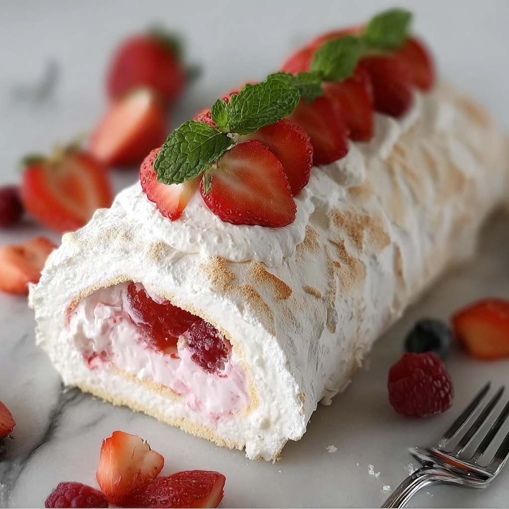 Strawberry Pavlova Roulade Recipe - Recipe Image