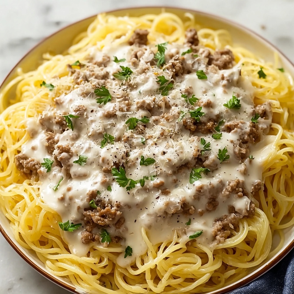 Cheesy Beef Alfredo with Linguine Recipe - Recipe Image