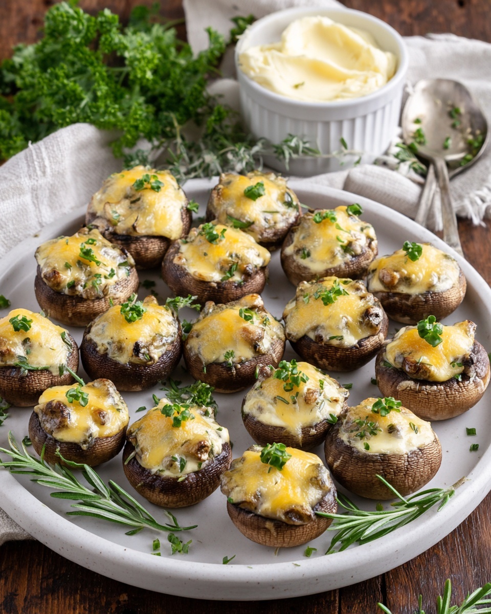 Stuffed Mushrooms with Herbs and Cheese Recipe - Recipe Image