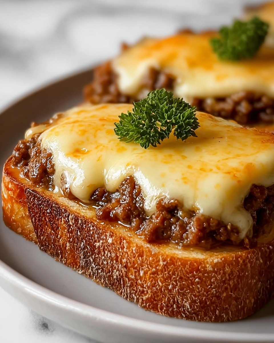 Cheesy Sloppy Joe Toast Recipe - Recipe Image