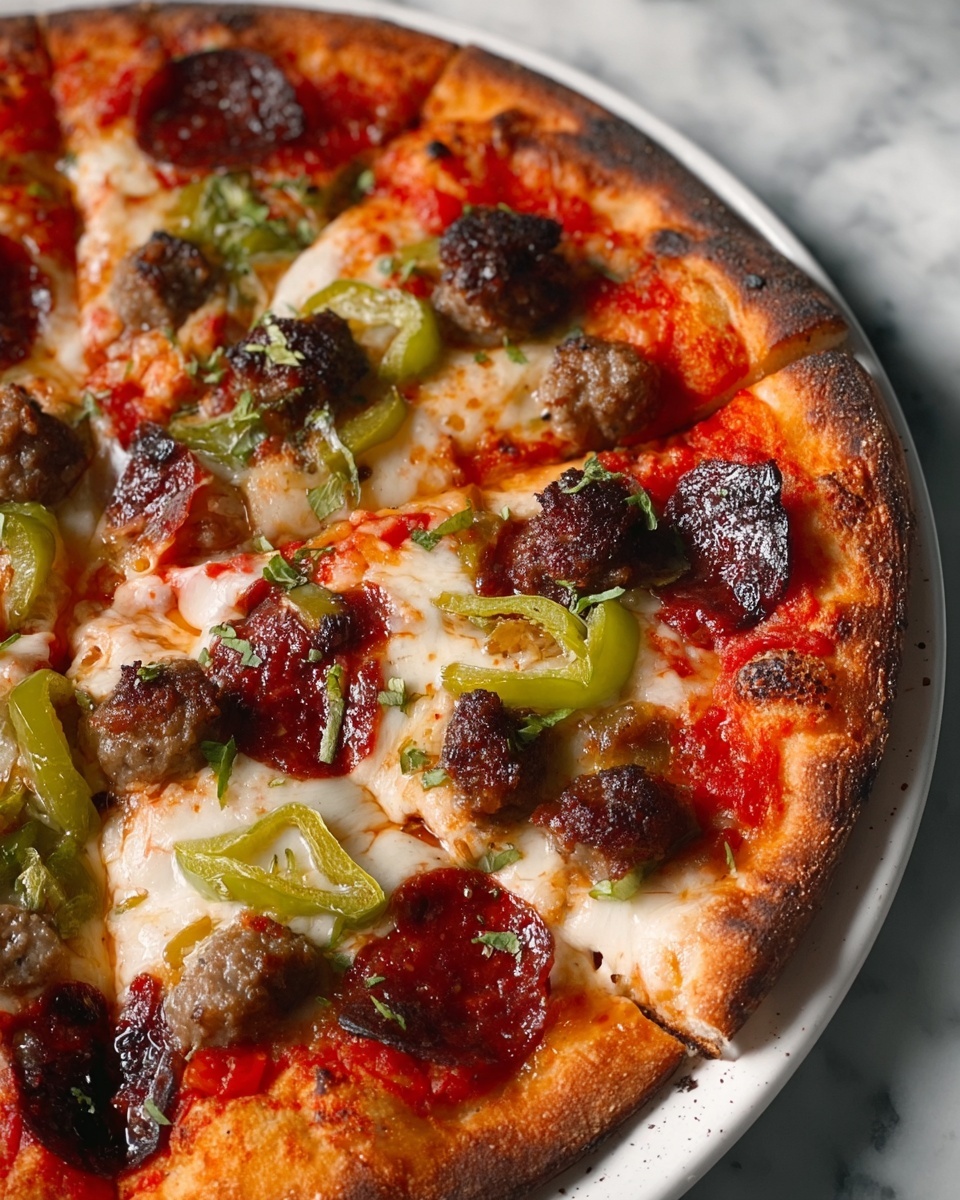 Spicy Sausage and Pepperoncini Thin Crust Pizza Recipe - Recipe Image