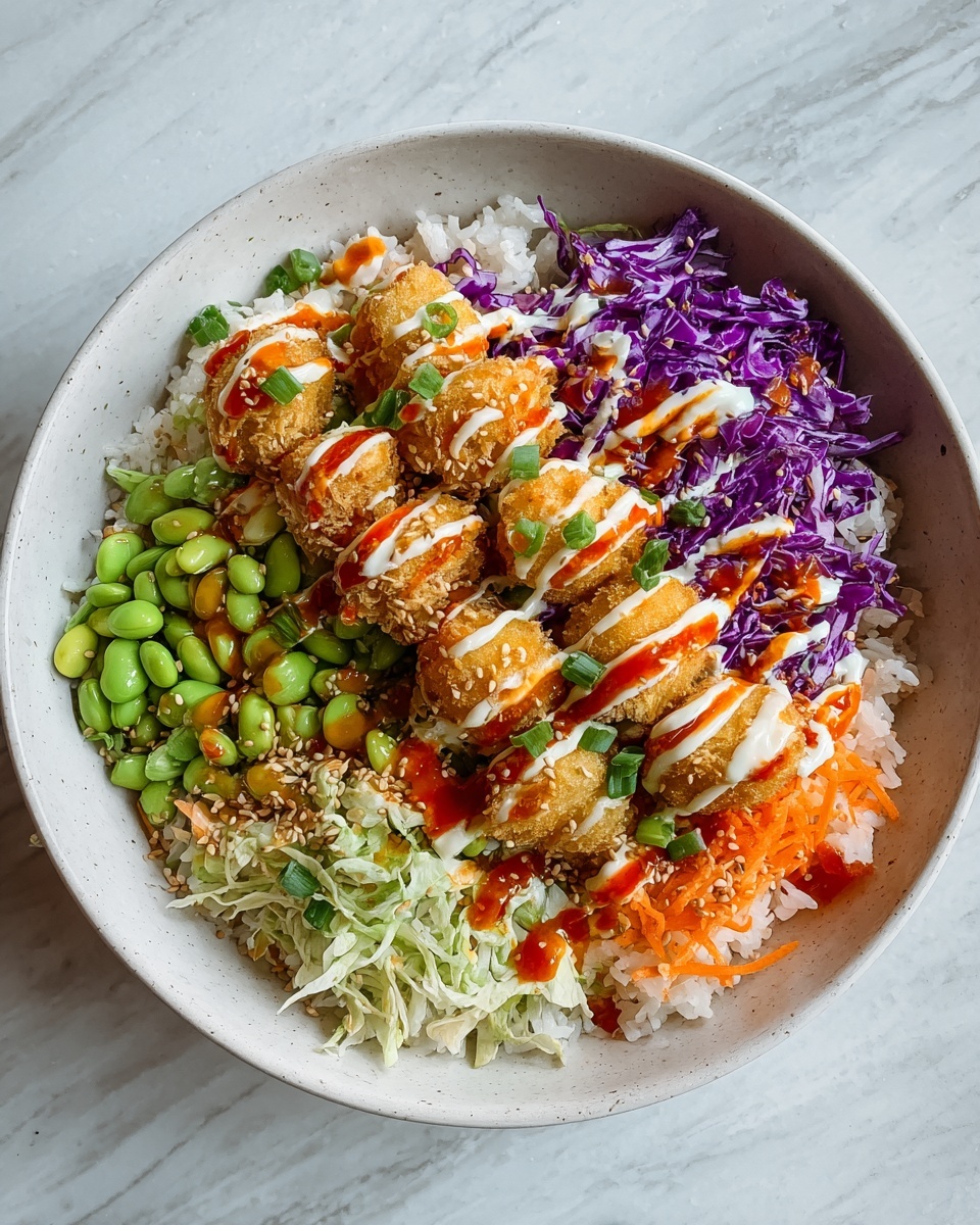Bang Bang Chicken Bowl with Creamy Sauce and Crispy Toppings Recipe - Recipe Image