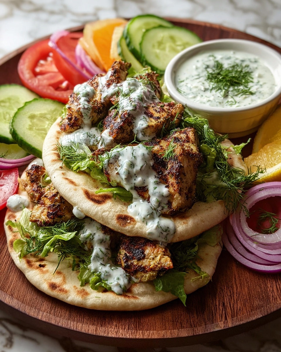 Greek Chicken Gyros with Lemon-Herb Marinade and Tzatziki Recipe - Recipe Image