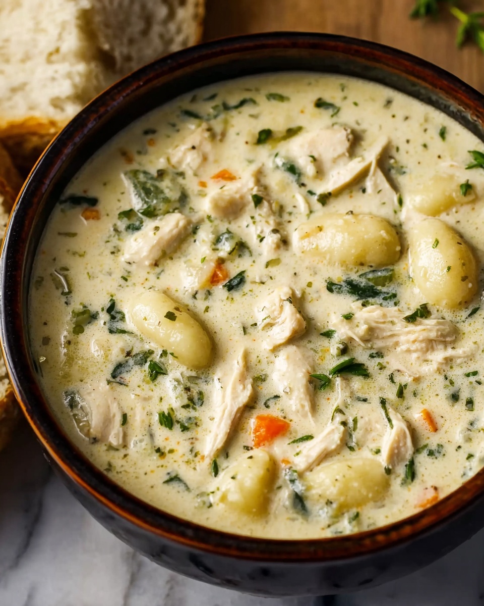 Creamy Garlic Chicken Gnocchi Soup Recipe - Recipe Image