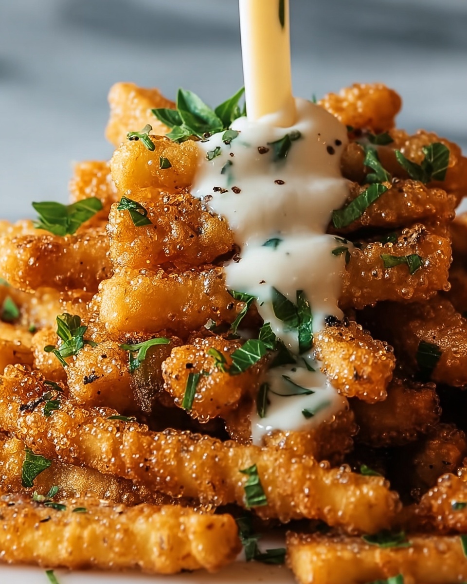 Crispy Veggie Potato Sticks with Cheese Sauce Recipe - Recipe Image