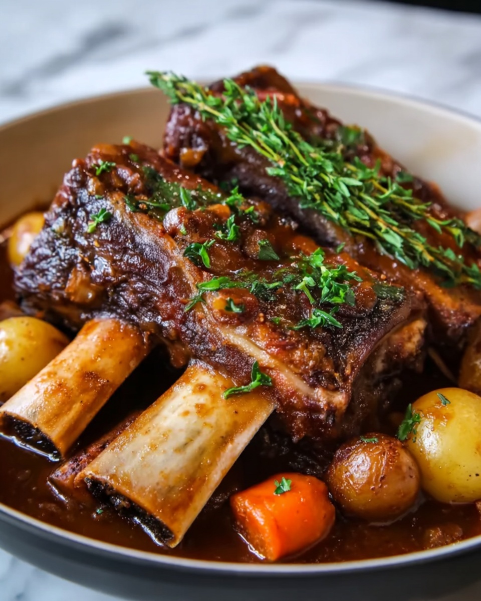 Braised Lamb Shanks with Pomegranate-Infused Sauce and Vegetables Recipe - Recipe Image