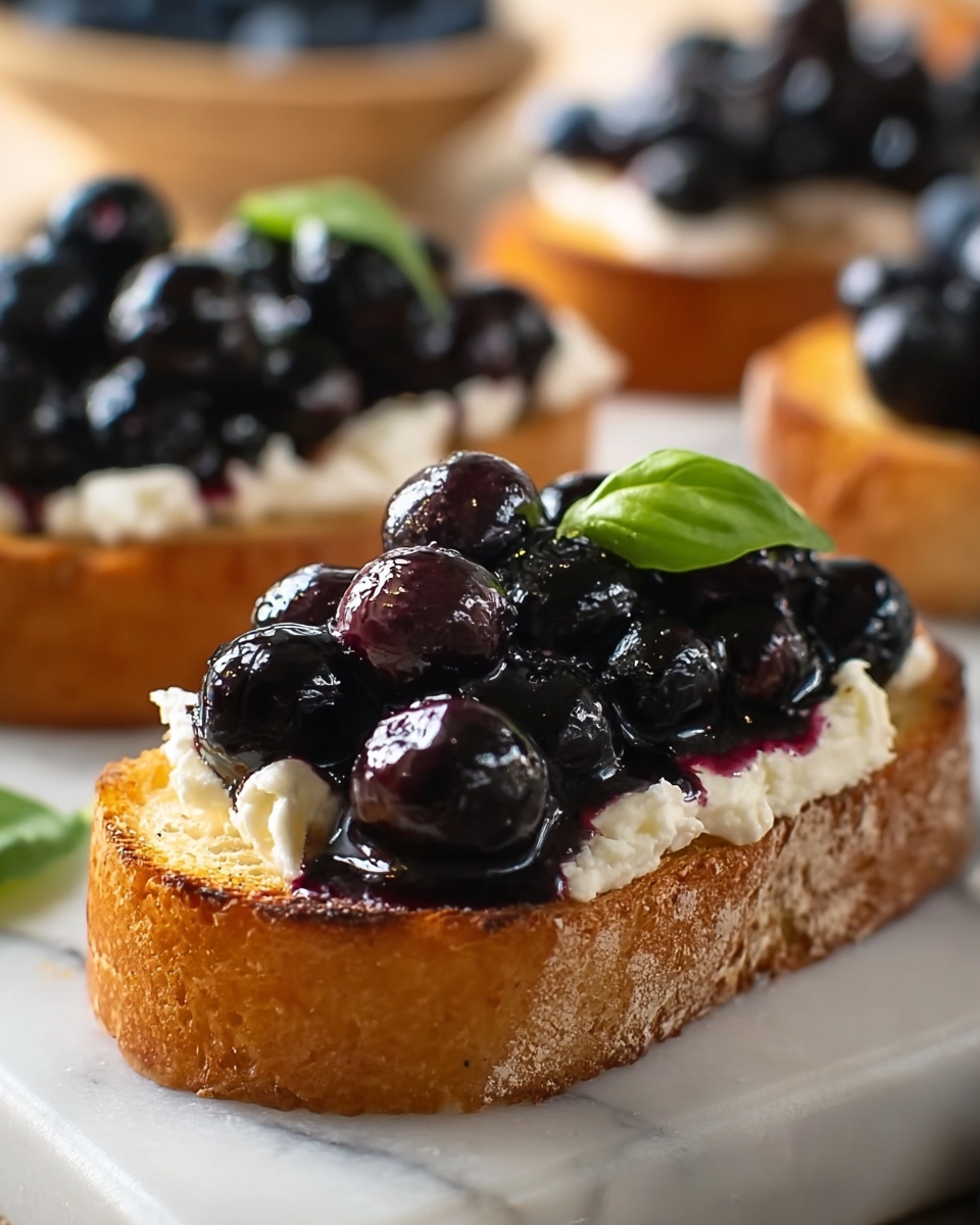 Balsamic Blueberry Goat Cheese Crostinis Recipe - Recipe Image