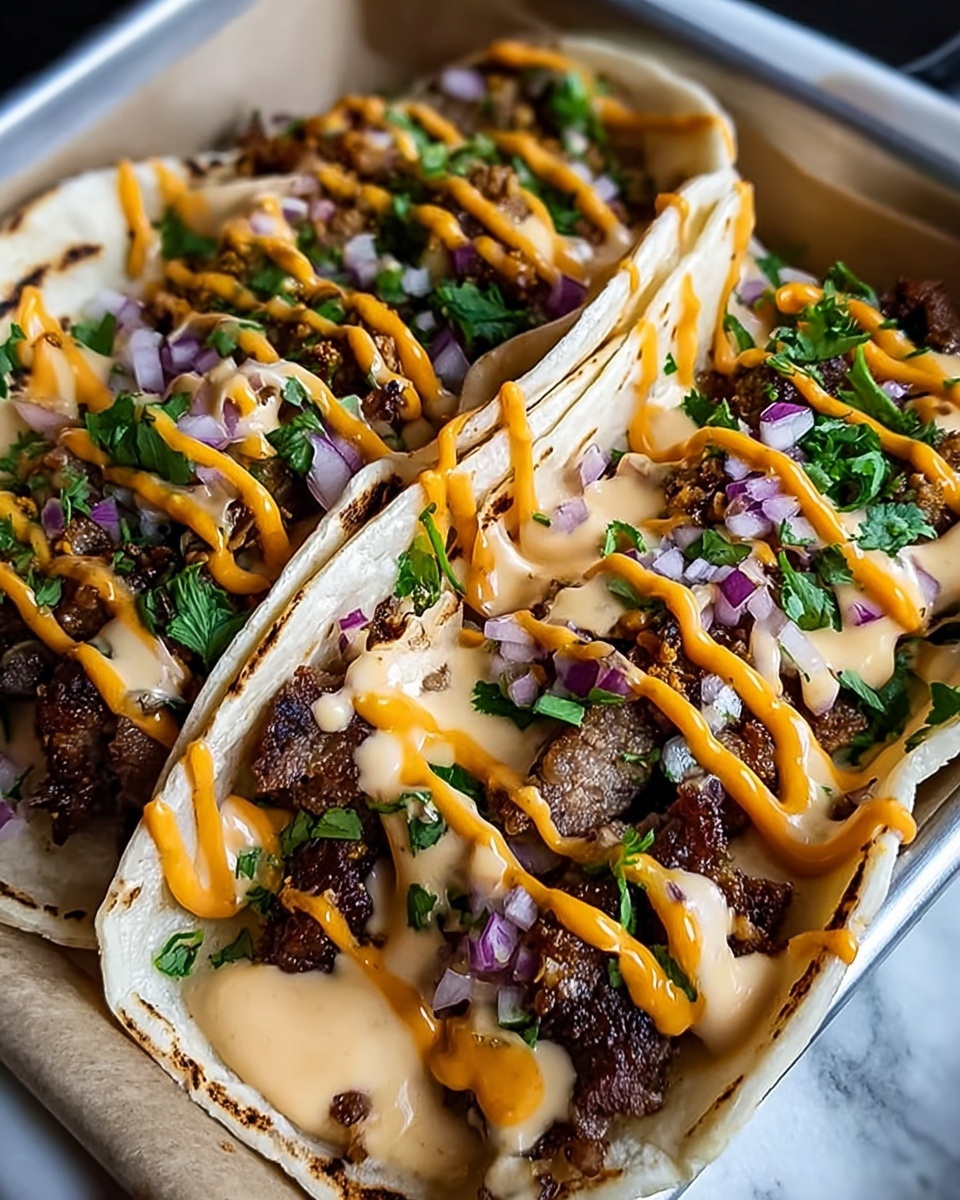 Garlic Butter Honey BBQ Beef Tacos Recipe - Recipe Image