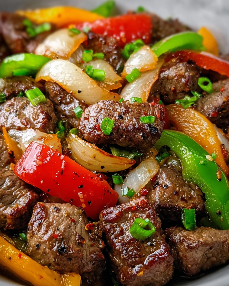 Pepper Steak with Bell Peppers and Onion Recipe - Recipe Image