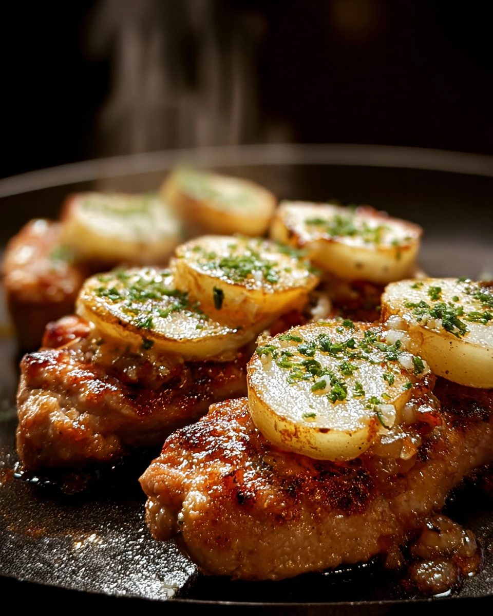 Skillet Garlic Parmesan Chicken with Crispy Potatoes Recipe - Recipe Image
