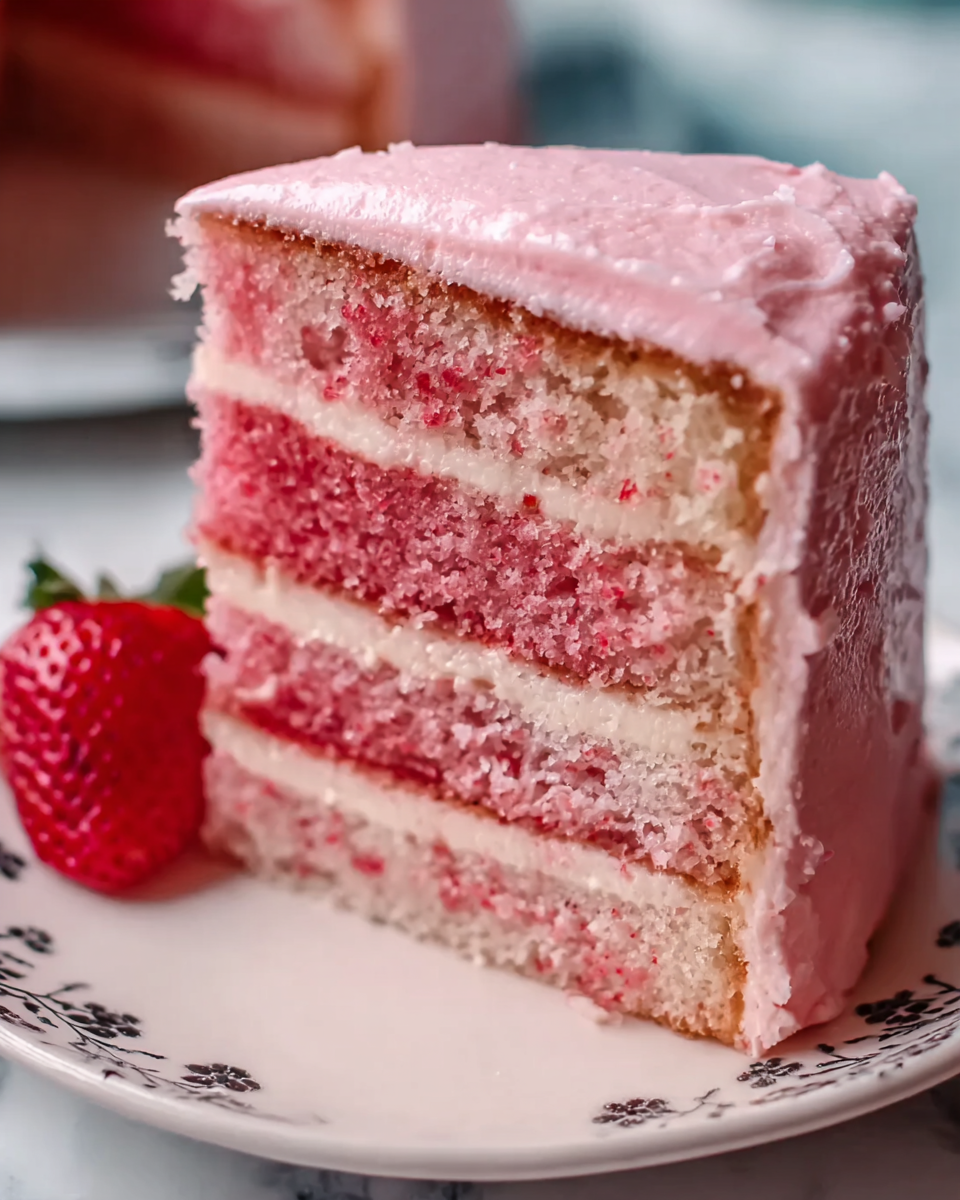 Strawberry Cake With Frosting Recipe - Recipe Image